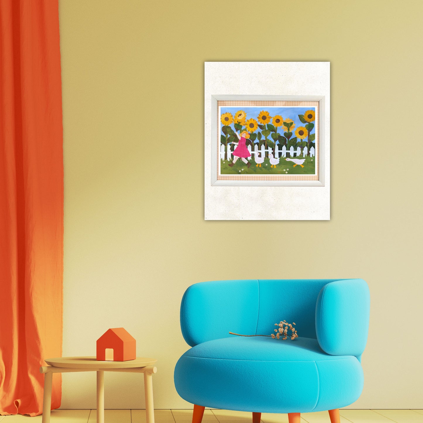 Ducks and sunflowers art print by Gemma Kirschner