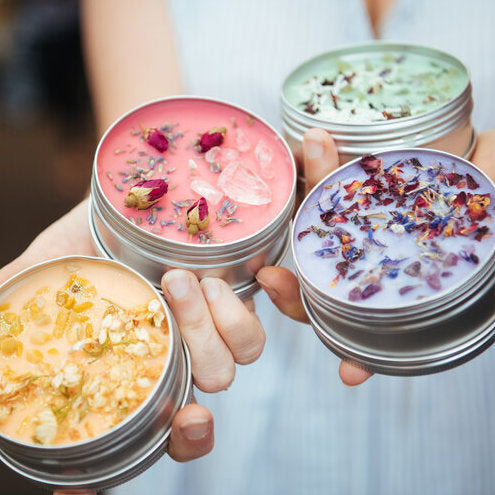 CRYSTAL+AND+FLORAL+CANDLES