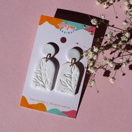 Speckled White Earrings