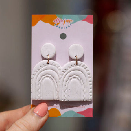 Speckled White Earrings