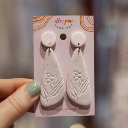 Speckled White Earrings