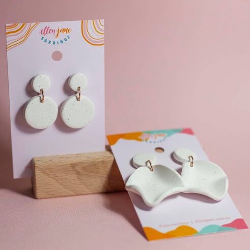 Speckled White Earrings