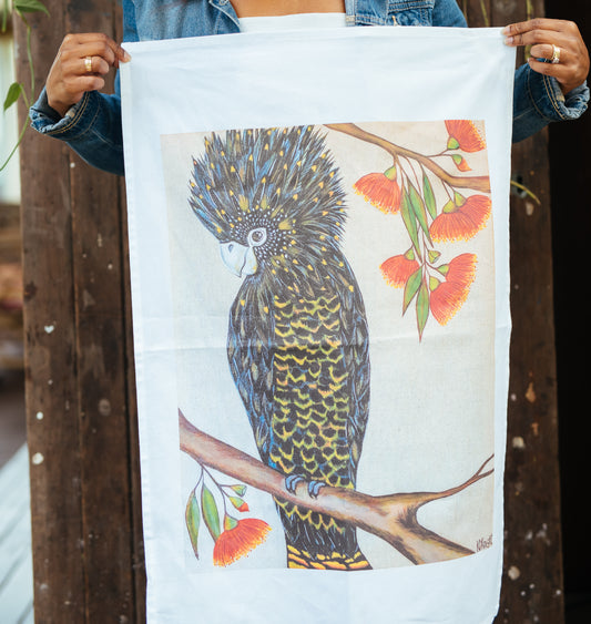 Black Cockatoo Tea towel