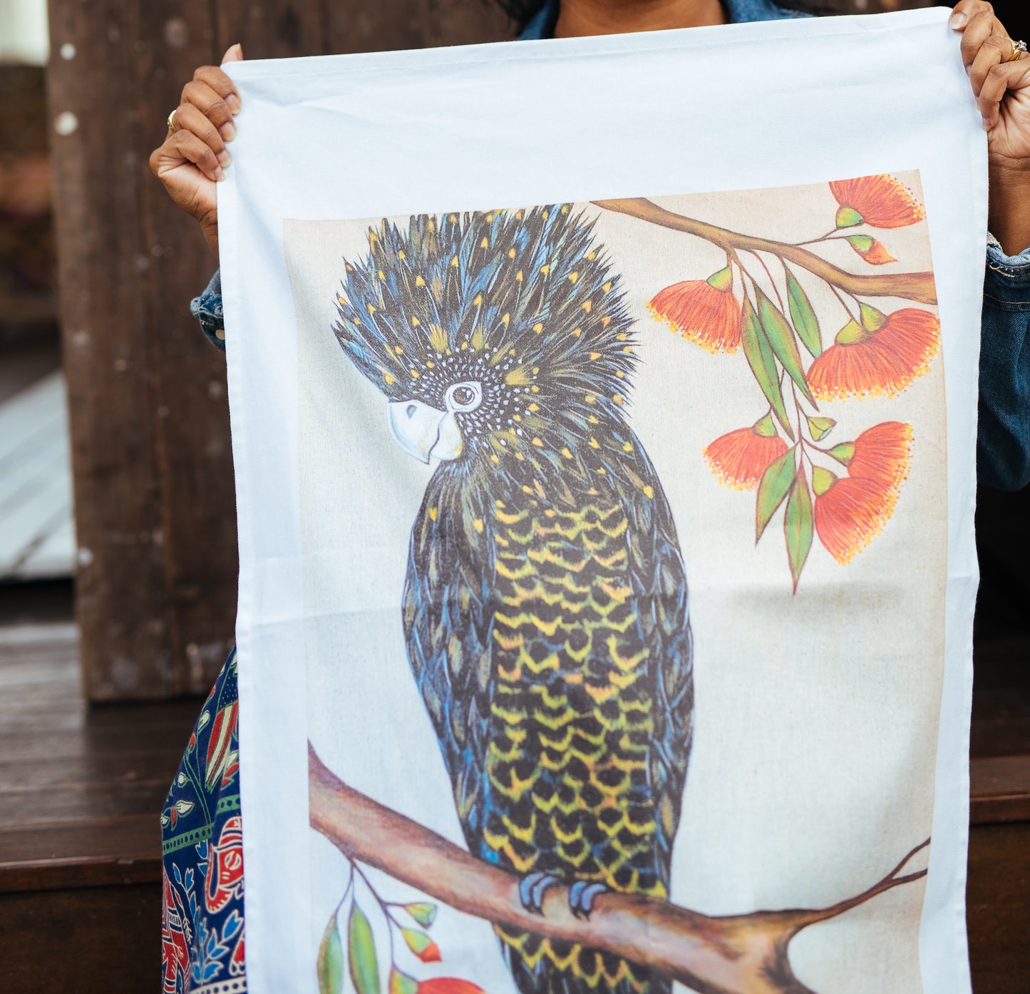 Black Cockatoo Tea towel