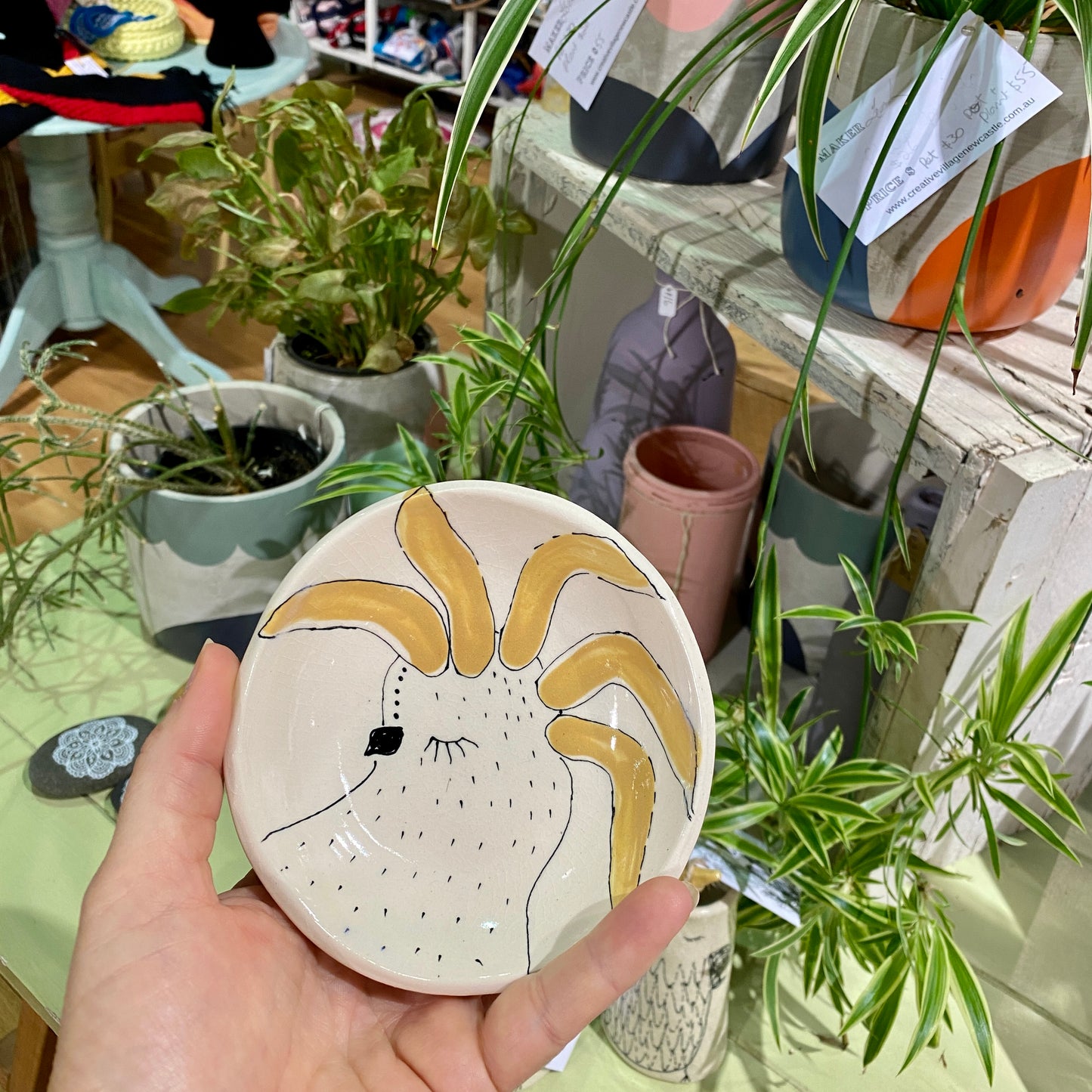 Cockatoo ceramic trinket dish