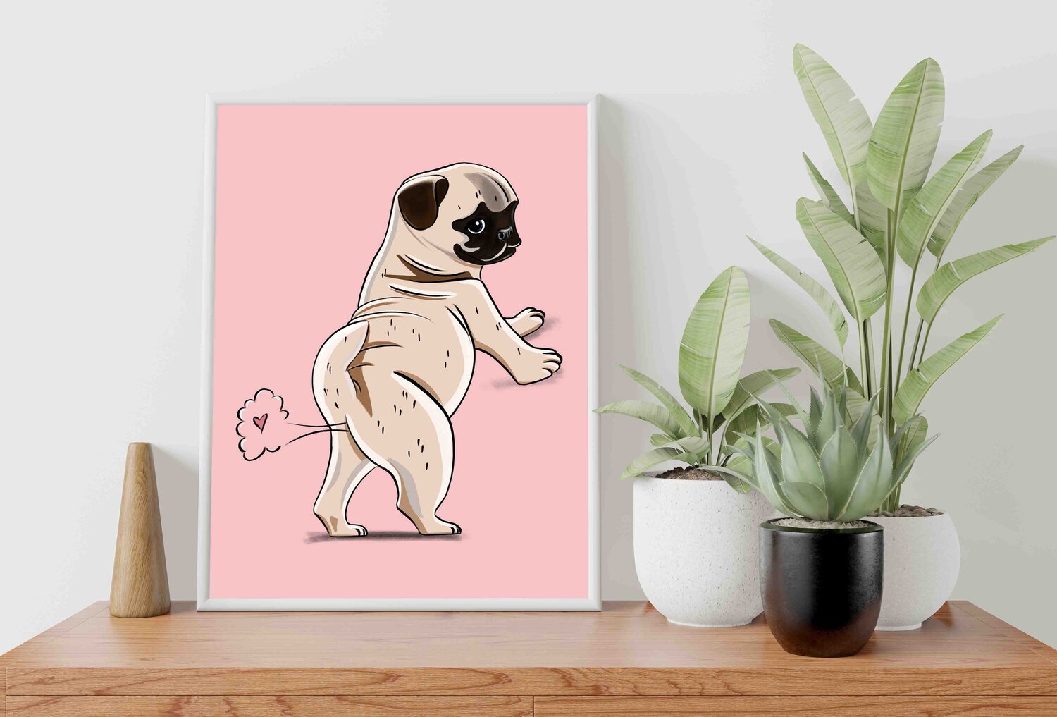 Cute cartoon pug artwork