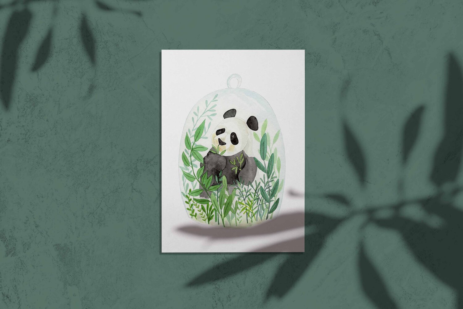 Panda and leaves artwork