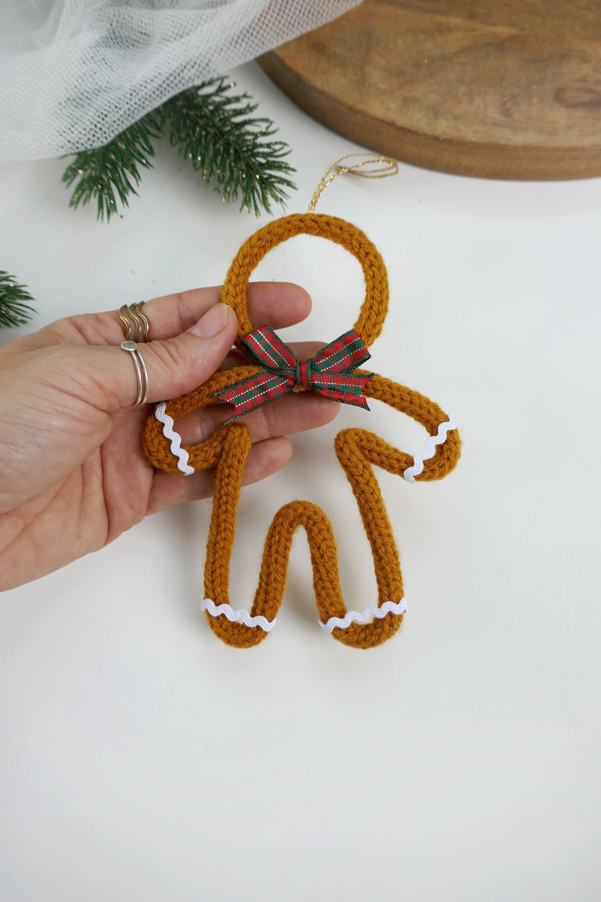 Mini Knitted Gingerbread Man Ornament