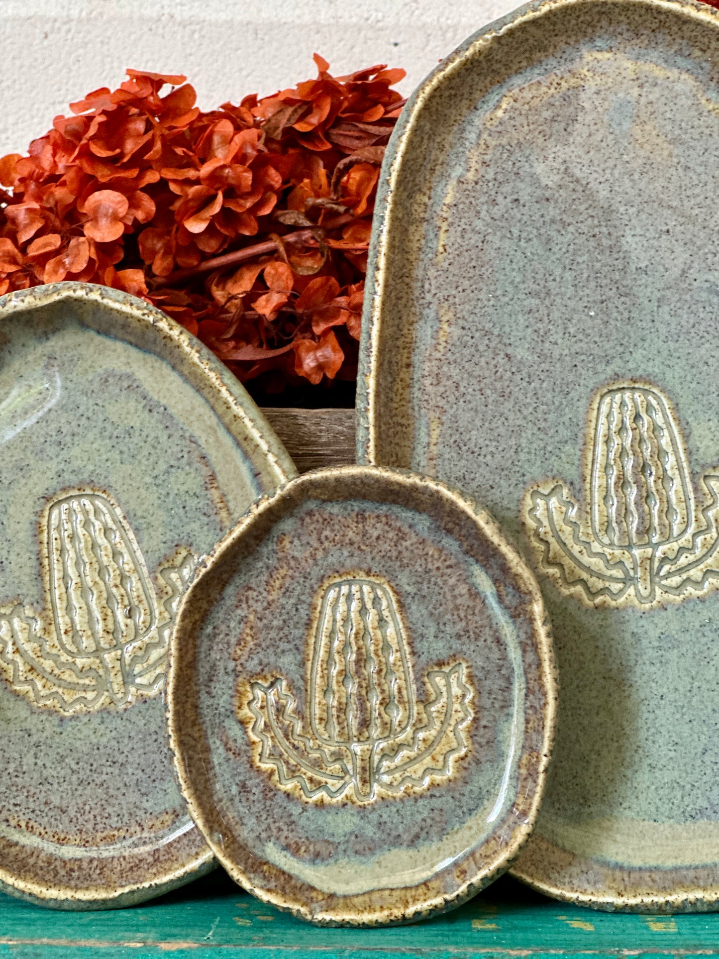 Handmade ceramic serving plates - Banksia