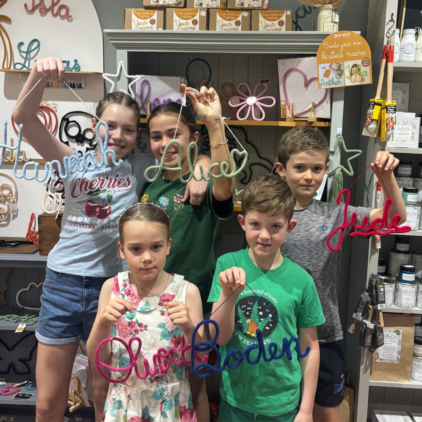 Knitted name workshops for kids!