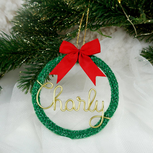 christmas wreath with wire name