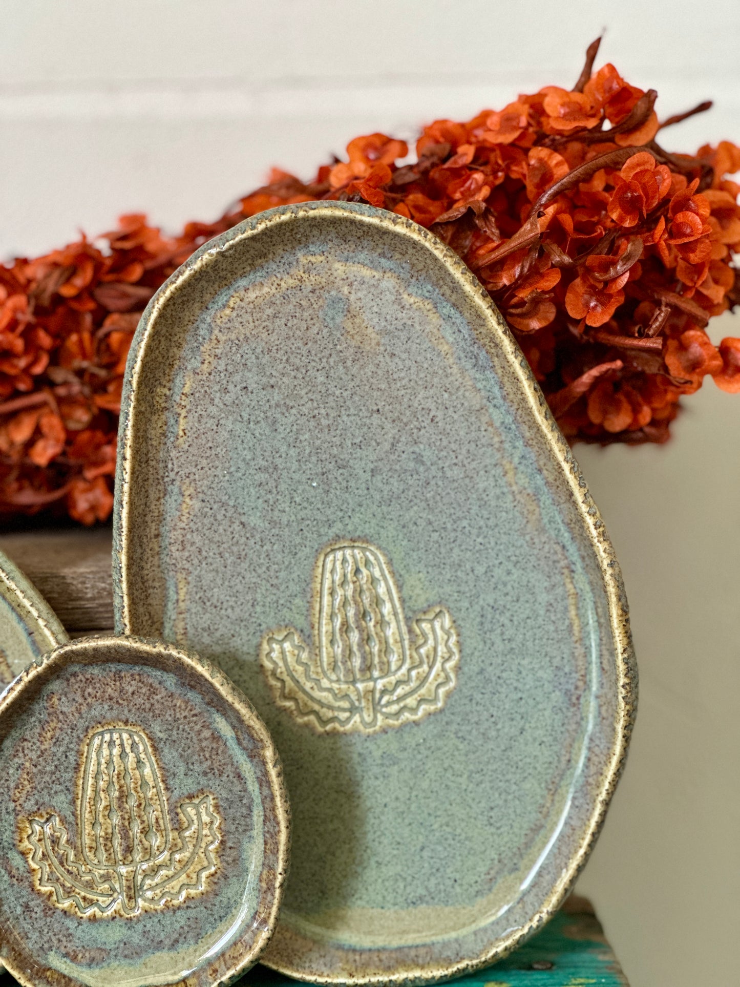 Handmade ceramic serving plates - Banksia