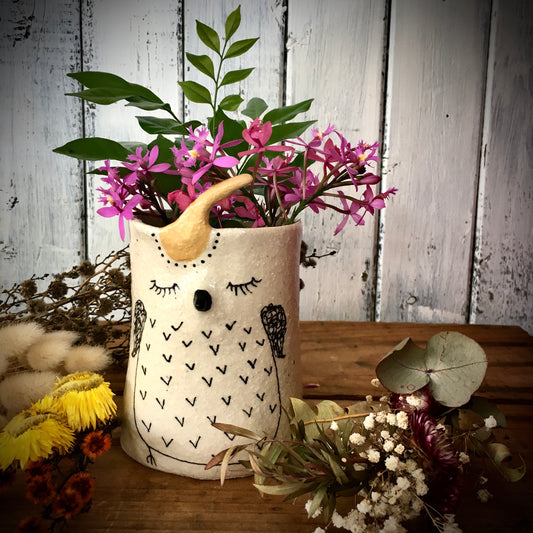 Cockatoo ceramic vase